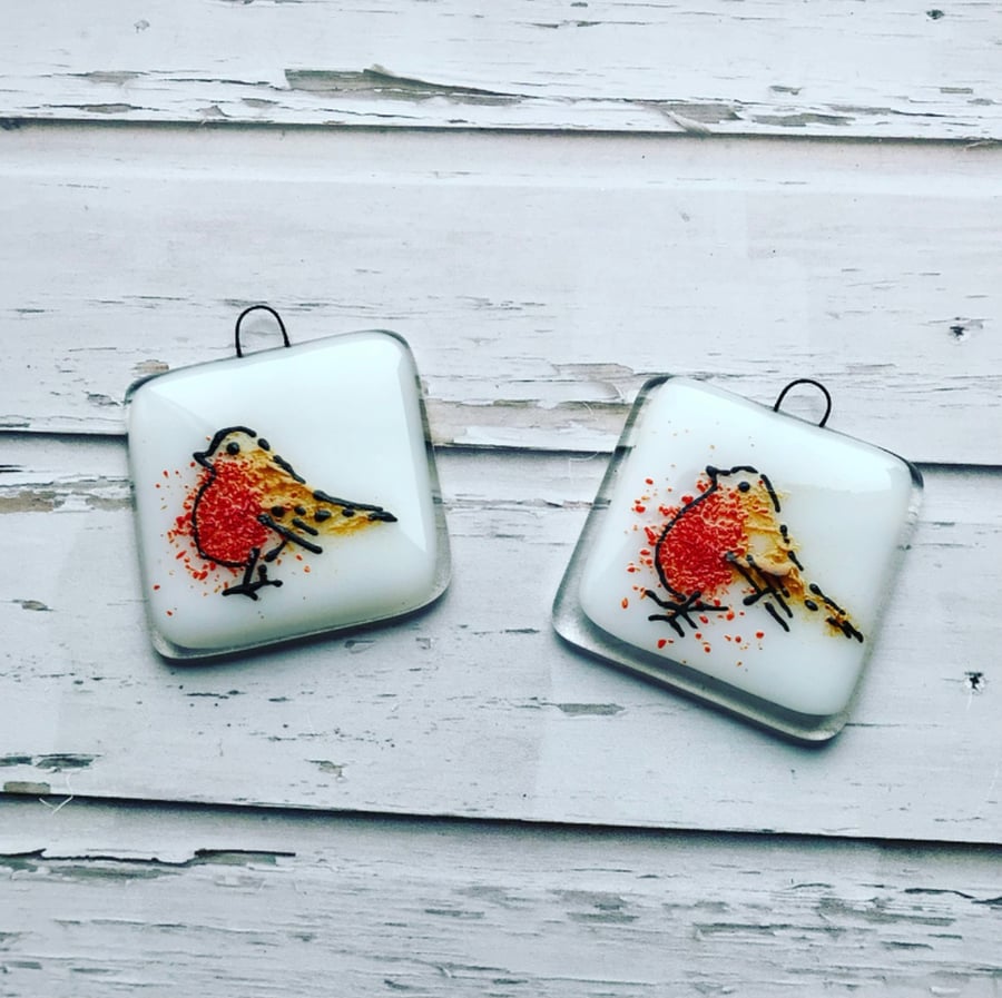 Robin Christmas decoration, handpainted 