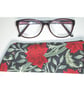 William Morris Red Floral Glasses Case Sleeve Soft Hammersmith - Image 3