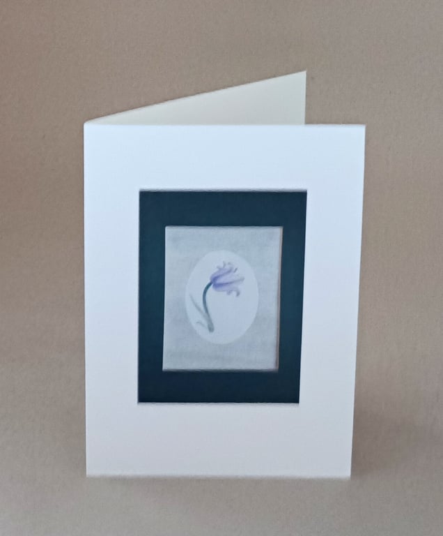 One Bluebell, blue spring flower handmade card blank inside