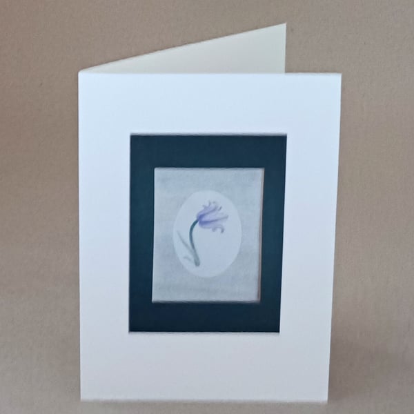 One Bluebell, blue spring flower card blank inside