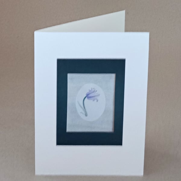 One Bluebell, blue spring flower handmade card blank inside