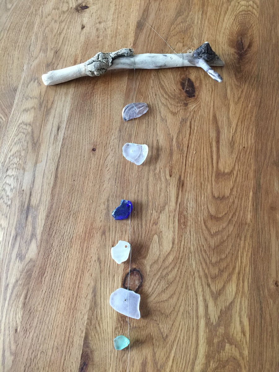 100% recycled driftwood and seaglass suncatcher