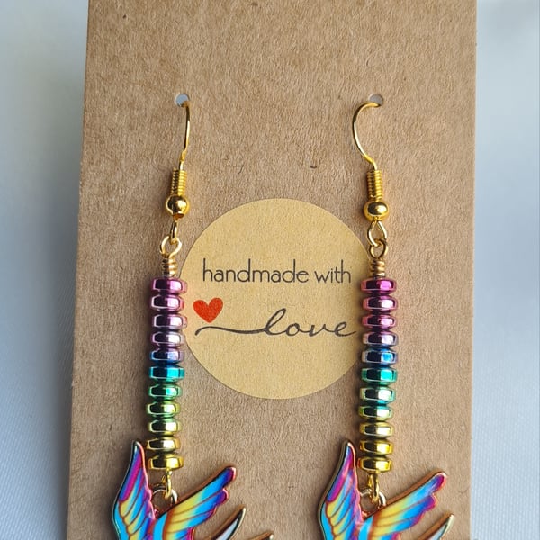 Beautiful Bird Earrings with Colourful Haematite - Design 1
