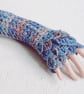 Blue and Grey Dragonscale Fingerless Gloves, Womens Wool Handwarmers - Image 5