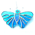 Turquoise Butterfly Suncatcher Stained Glass Handmade 