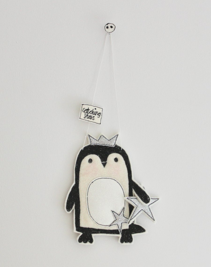 'Catching Stars', Little Penguin - Hanging Decoration