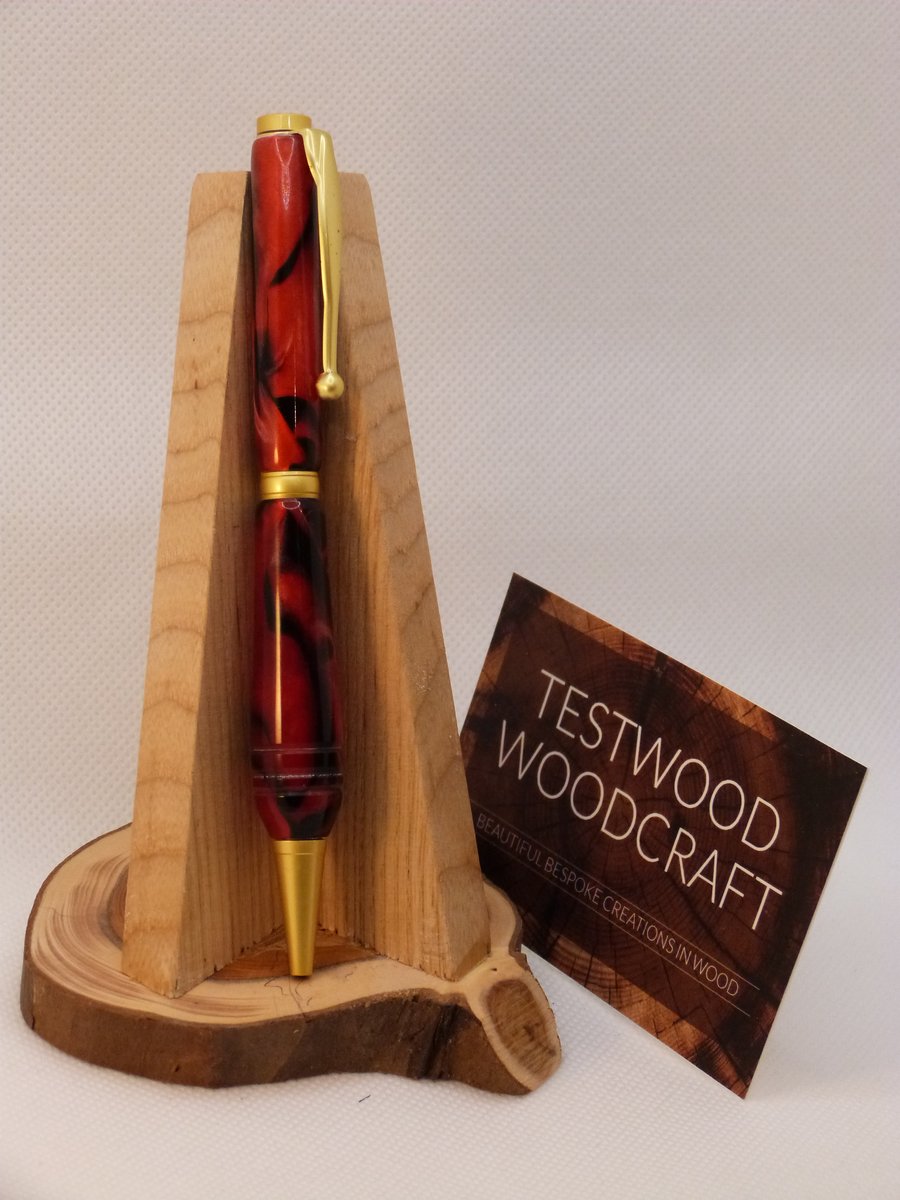 Ball pen made from acrylic and matt goldplate finish