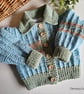 Designer Hand Knitted Baby Boys Cardigan Size 3-9 months size - Image 1