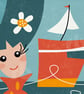 Watching The Races, woman with sailing boats, Giclee print,  - Image 2