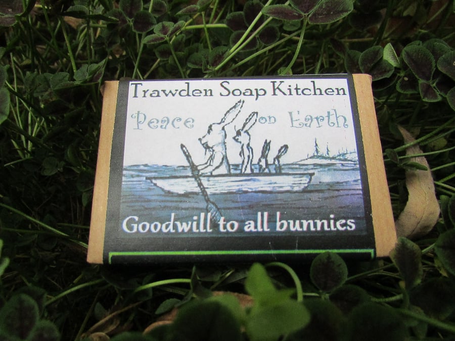 Peace on Earth, Goodwill to All Bunnies, Lemongrass Soap. Vegan. Made at home