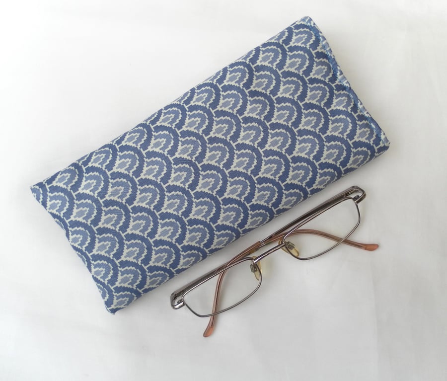 Blue Glasses Case, padded sunglasses case Folksy