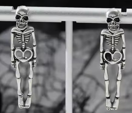 Skeleton Dangly Earrings – Handmade OOAK earrings - Halloween earrings