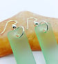 Sea Mist cultered sea glass and sterling silver puffed rectangle drop earrings - Image 3