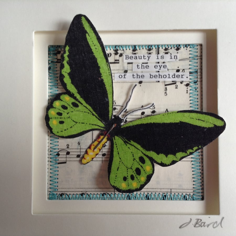 Butterfly mixed media framed art.  Nature, beauty 