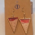 Red and Gold Triangle Shaped Drop earrings