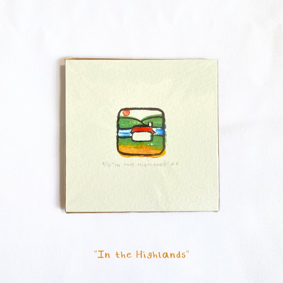 In the Highlands - Original Lino Print