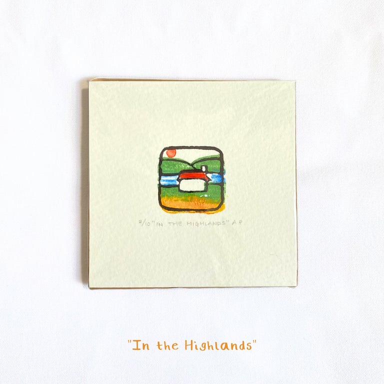 In the Highlands - Original Lino Print