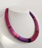 Felted cord necklace - raspberry, deep pink and purple