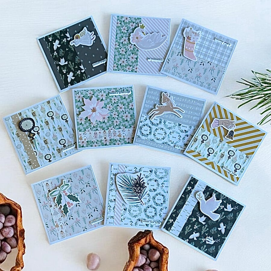 Set of Ten Christmas Cards - 4 x 4 inch