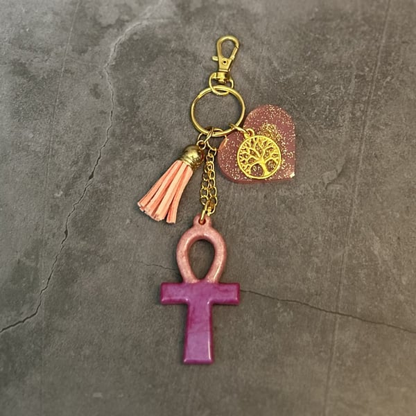 Resin Ankh Pendant, Keyring or Bag Charm Various Colours - Divine Threads
