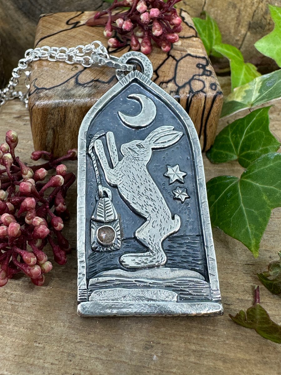 Nightwatch Hare Pendant with Sunstone