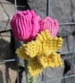 Handmade macrame tulips and daffodil flowers in upcycled vase - Image 5