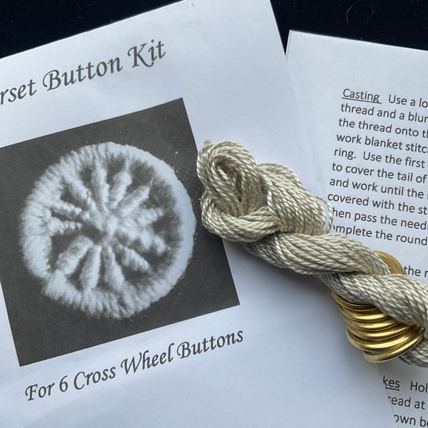 Kit to Make 6 x Dorset Cross Wheel Buttons, Pale Grey