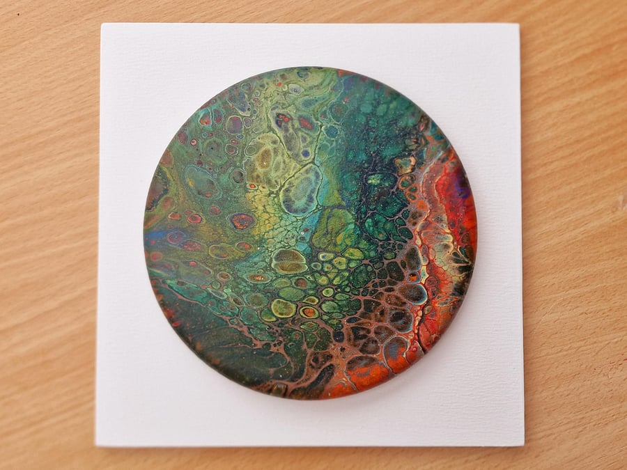 18.5cm x 18.5cm acrylic pour painting wall plaque