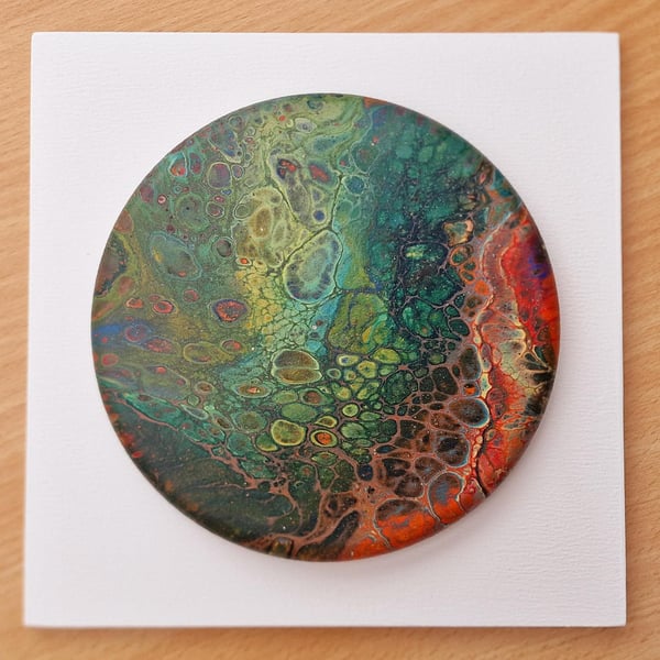 18.5cm x 18.5cm acrylic pour painting wall plaque