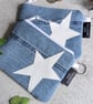 Denim Purse Pouch Purse, Pencil Case or Makeup Bag with White Star  - Image 7