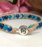 Blue agate and tan leather with Om button fastener  - Image 5