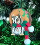 Long-eared Owl with fabric scarf Christmas tree decoration.   - Image 7