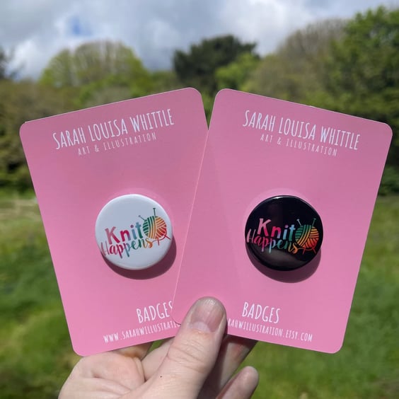 Knit Happens Button Badge, Gift for Knitters