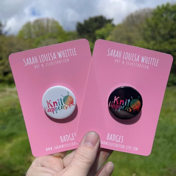 Knit Happens Button Badge, Gift for Knitters