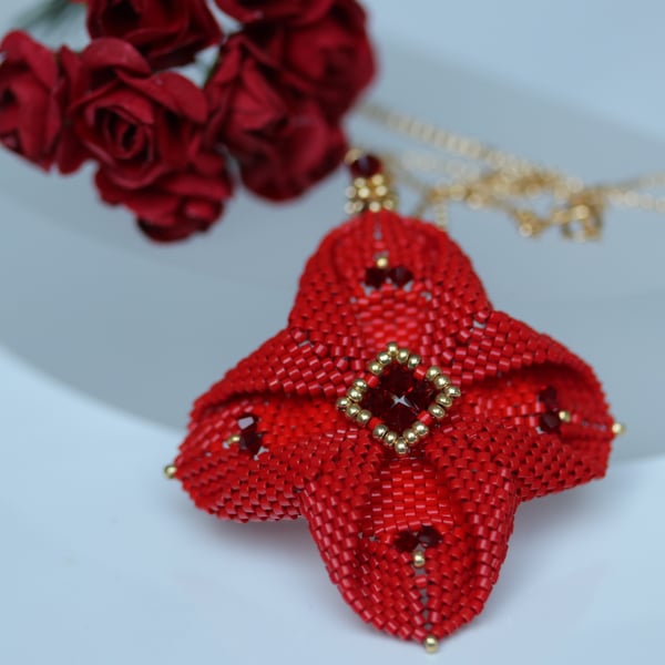 Red Envelope Pendant with Crystals