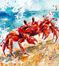 A3 Framed (choice of colours) Red Crab Coloursplash Coastal Print - Image 3