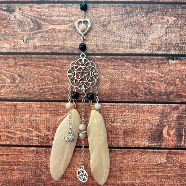 Boho Window Decor in Black and cream