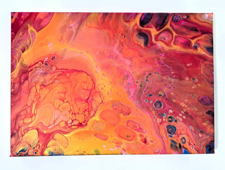 Original and Unique Pour Painting – Fluid Art – "Summer Heat" 