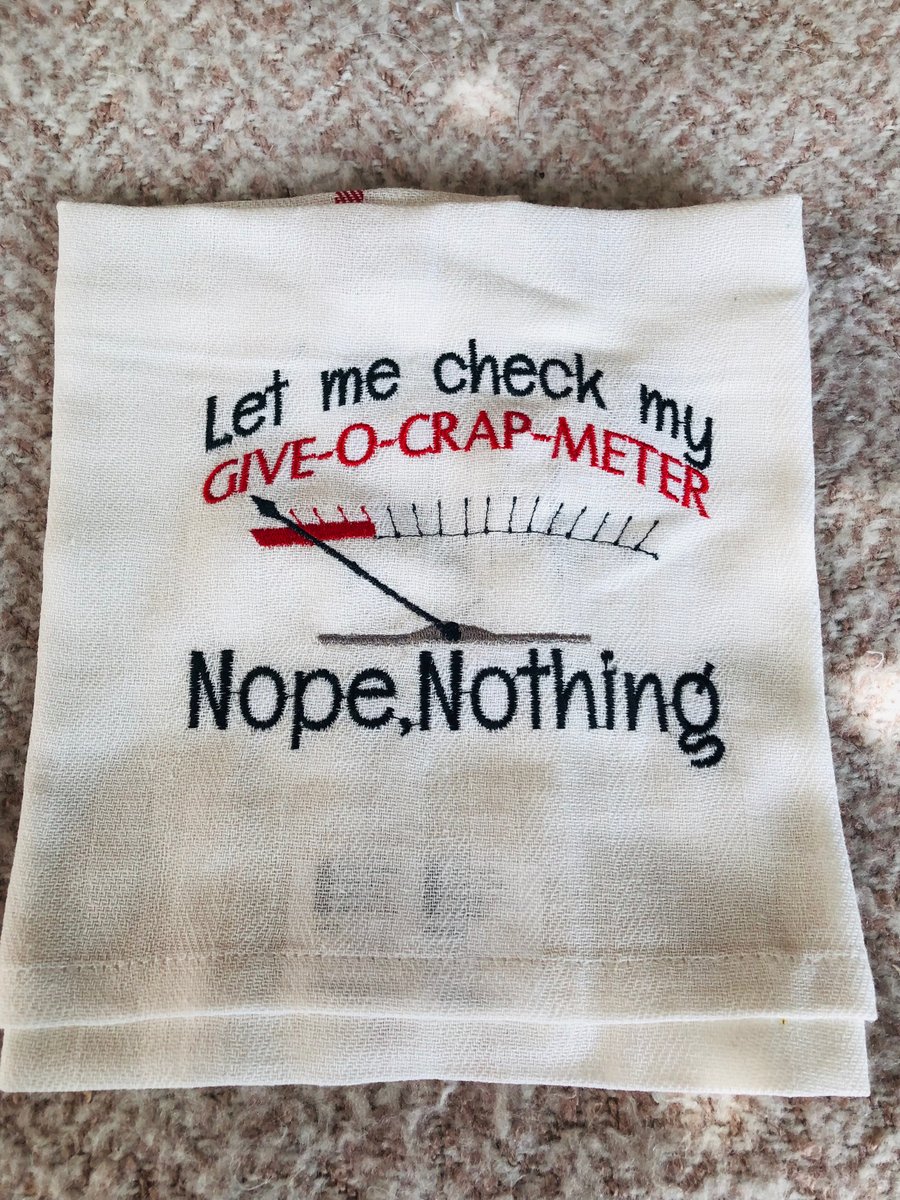 Embroidered tea towel - Give a crap