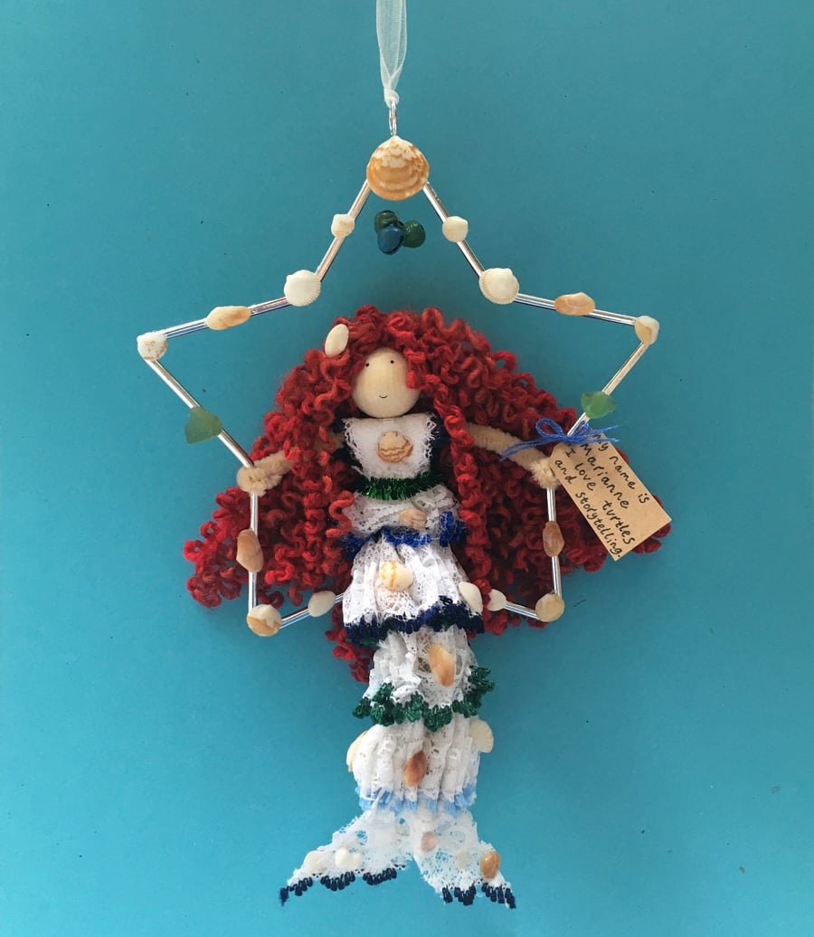 Mermaid In A Star Decoration, Blue, Sea Themed Gifts