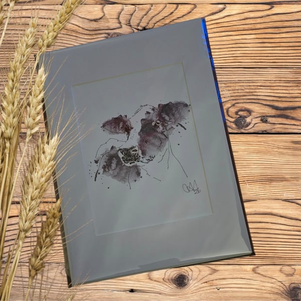 Farm animal Wall Art  Ink & Watercolour Animal Illustrations, cow