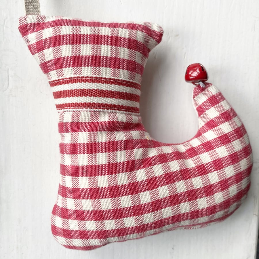 SALE - CHRISTMAS STOCKING DECORATION - red gingham