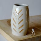 Sale - Brown leaf patterned vase - tall flower vase glazed in transparent