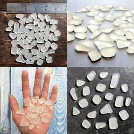 Tumbled Frosted Glass - Mixed Sizes - Various Amounts - Clear Sea Glass