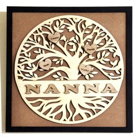 Framed Nanna grandchildren family tree - Handmade Gift for grandparents
