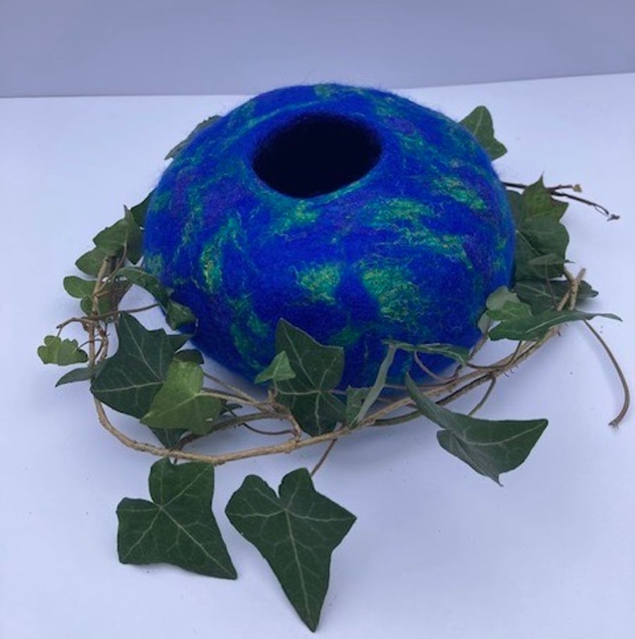 Blue & emerald textile bowl.