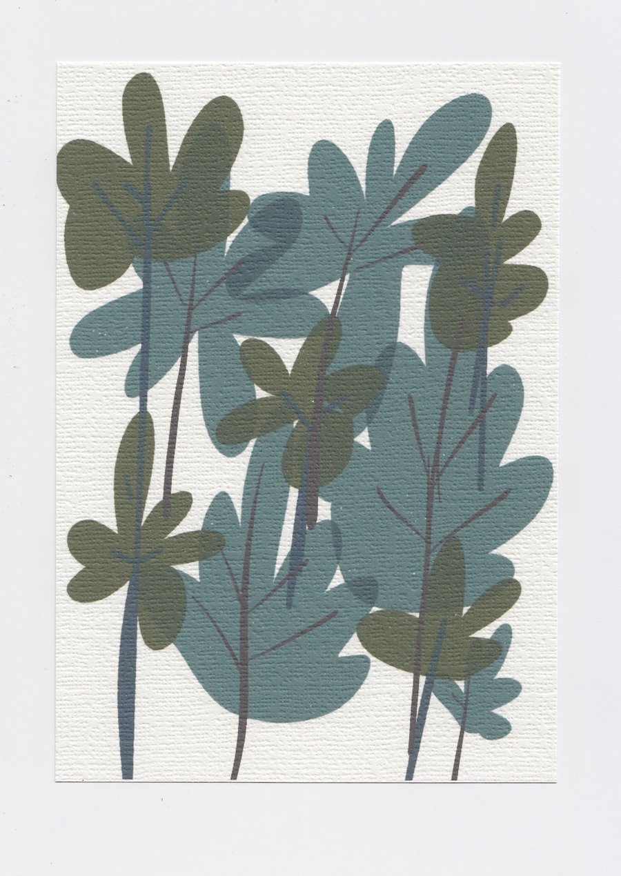 Scandinavian Modern A5 Leaf Print. Mid Century Inspired 