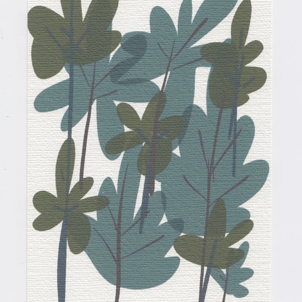 Scandinavian Modern A5 Leaf Print. Mid Century Inspired 