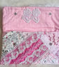 Hand Embroidered Pink Pouch, Upcycled Fabric Beaded Clutch, Lace Textile wallet - Image 2