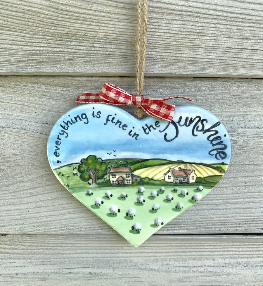 Ceramic heart hanging decoration
